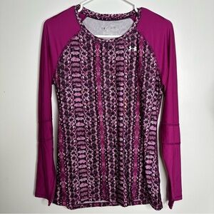 Under Armour Raglan Long Sleeve Athletic Magenta Snakeskin Top
